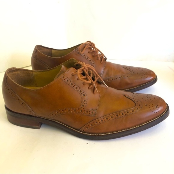 Cole Haan Grand O.S Madison Wingtip Oxford Leather British Tan Mens Size 10.5 - Picture 1 of 14
